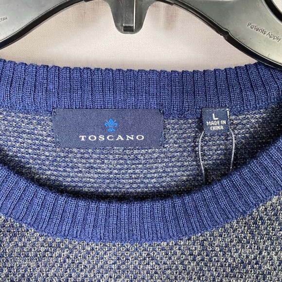 Toscano Mens Merino Wool Blend Crewneck Sweater in Galaxy Blue Size Large - Picture 7 of 9